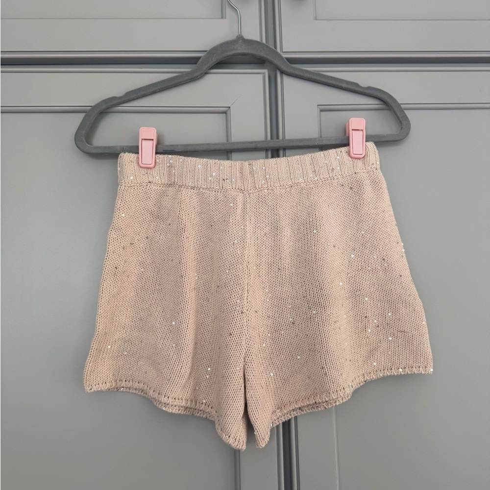 Generation Love Celeste sequin knit shorts in sand size XS